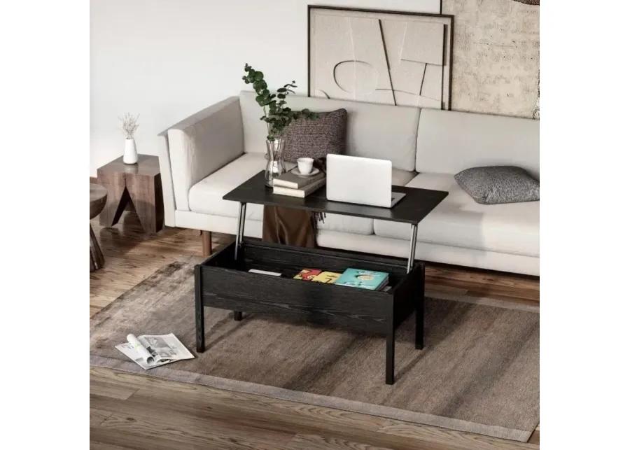 Modern Black Lift Top Coffee Table w/ Hidden Storage