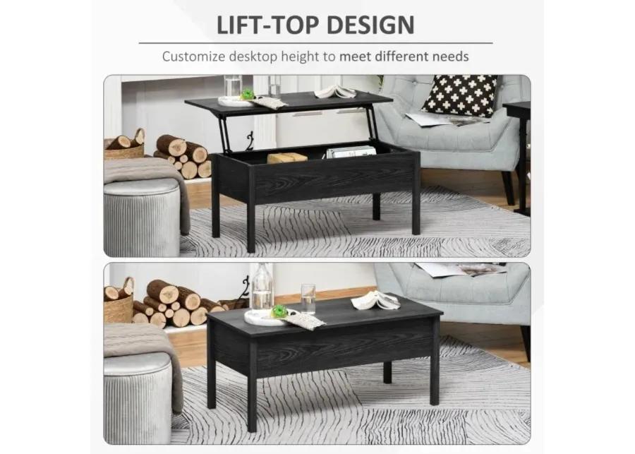 Modern Black Lift Top Coffee Table w/ Hidden Storage