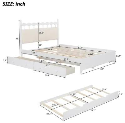 Merax Wooden Platform Bed  with Trundle and Drawers