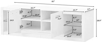 Merax Modern TV Stand with 2 Tempered Glass Shelves