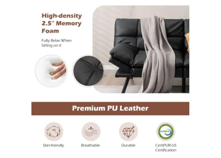 Convertible Memory Foam Futon Sofa Bed with Adjustable Armrest