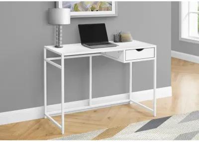 Monarch Specialties I 7570 Computer Desk, Home Office, Laptop, Storage Drawer, 42"L, Work, Metal, Laminate, White, Contemporary, Modern