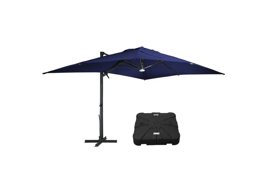 MONDAWE 10 ft. Square Outdoor Cantilever Umbrella Aluminum Frame Tilting Parasol with Detachable Bluetooth LED Light Panel and Weighted Based