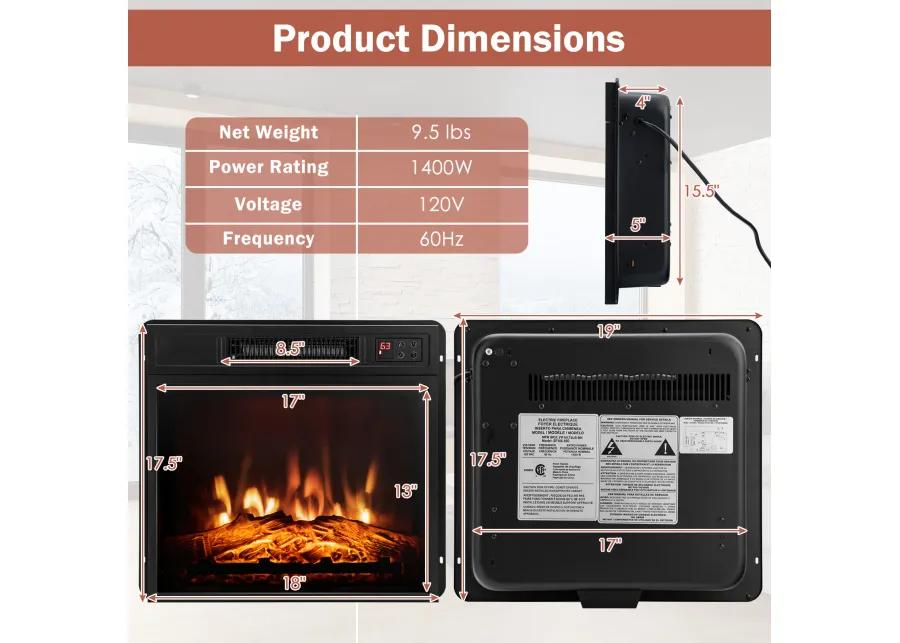 Electric Fireplace Inserted with Adjustable LED Flame