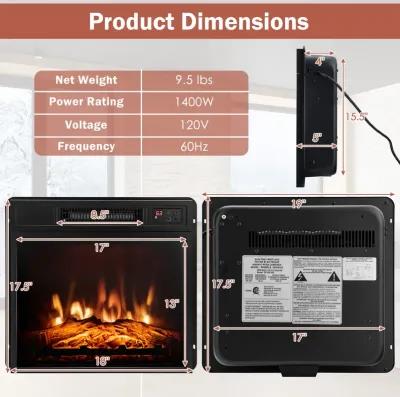 Electric Fireplace Inserted with Adjustable LED Flame