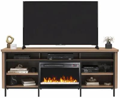 Danton Electric Fireplace Space Heater TV Console for TVs up to 75", Walnut