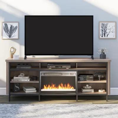 Danton Electric Fireplace Space Heater TV Console for TVs up to 75", Walnut