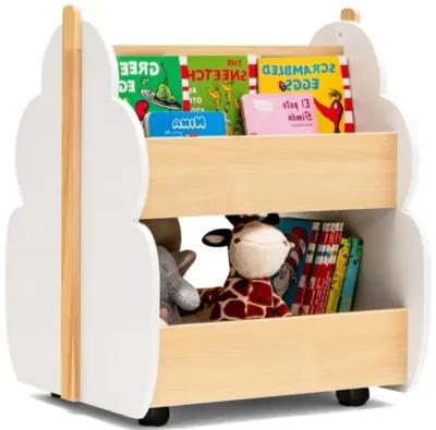 Hivvago Kids Wooden Bookshelf with Universal Wheels