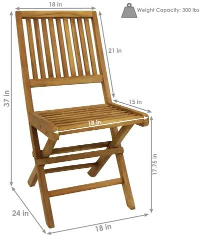 Sunnydaze Nantasket Solid Teak Folding Slat-Back Patio Chair