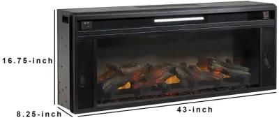 43 Inches Electric Fireplace Insert with Log Set Look, Black - Benzara