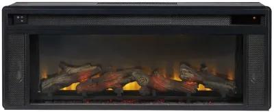 43 Inches Electric Fireplace Insert with Log Set Look, Black - Benzara