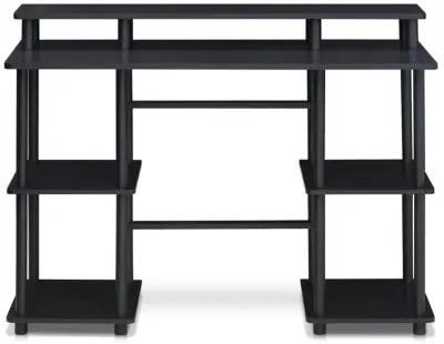 Furinno Turn-N-Tube Computer Desk with Top Shelf, Espresso/Black 17045EX/BK