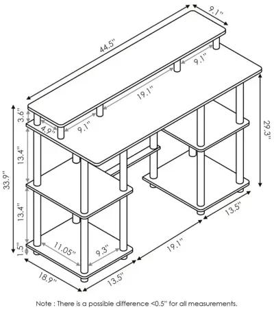 Furinno Turn-N-Tube Computer Desk with Top Shelf, Espresso/Black 17045EX/BK