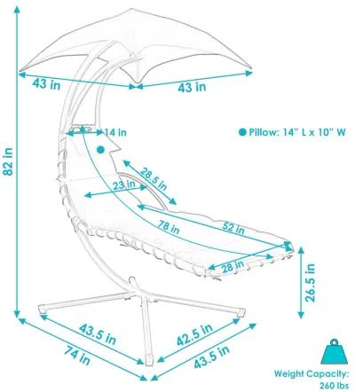 Sunnydaze Floating Lounge Chair with Umbrella/Cushion and Stand