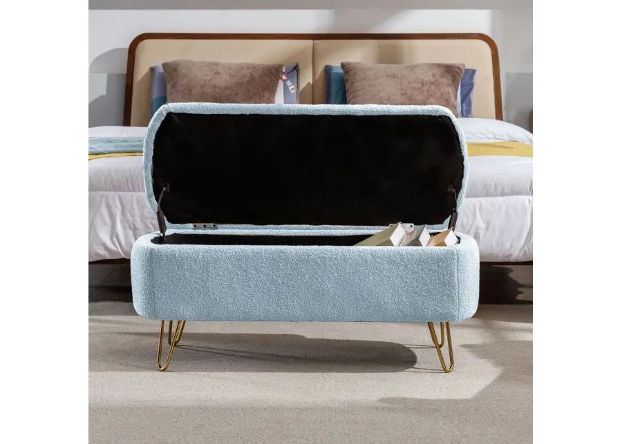 Storage Ottoman Bench For End Of Bed Legs, Modern Faux Fur Entryway Bench