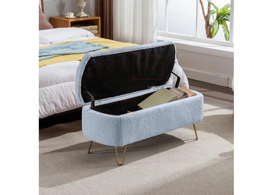 Storage Ottoman Bench For End Of Bed Legs, Modern Faux Fur Entryway Bench