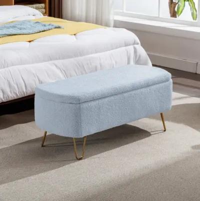 Storage Ottoman Bench For End Of Bed Legs, Modern Faux Fur Entryway Bench