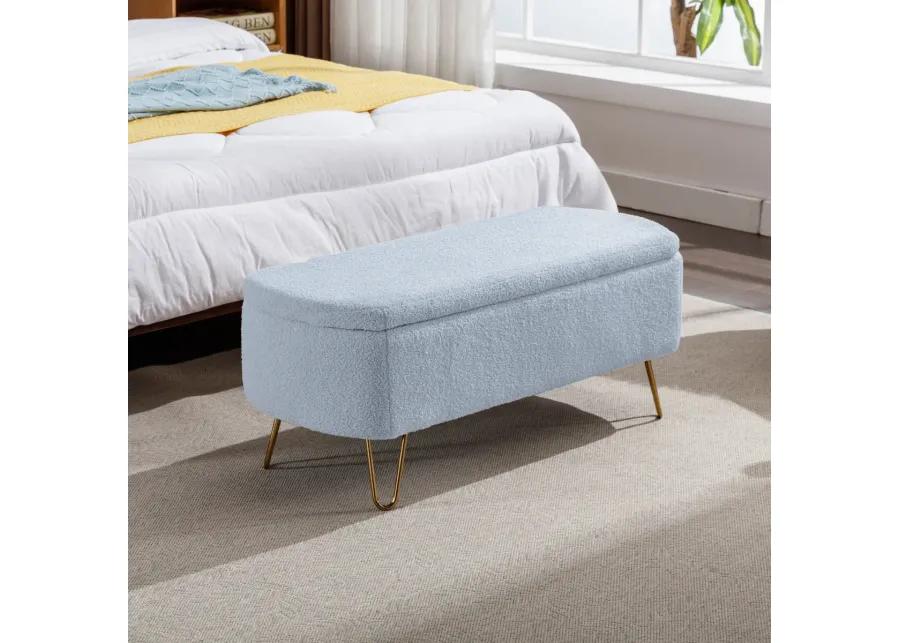 Storage Ottoman Bench For End Of Bed Legs, Modern Faux Fur Entryway Bench