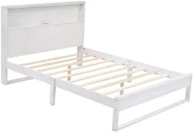 Platform Bed With Storage Headboard, Sockets And USB Ports, Queen Size Platform Bed