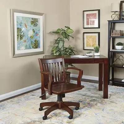 Hivvago Espresso Wood Bankers Chair with Wooden Arms and Seat