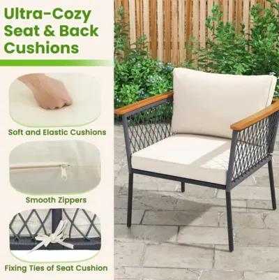 Hivvago 4 Piece Patio Rattan Furniture Set with 2-Tier Coffee Table