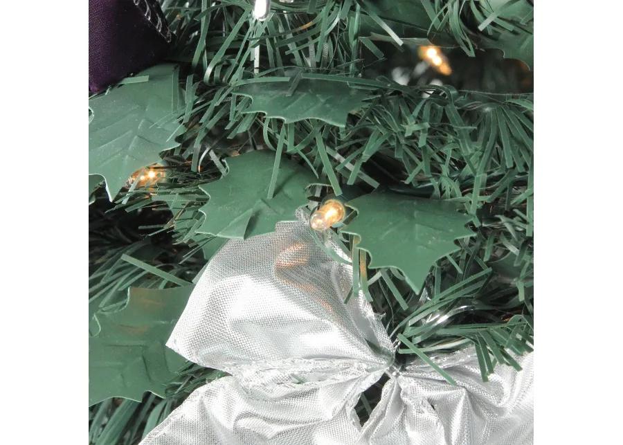 6' Pre-Lit Purple and Silver Pre-Decorated Pop-Up Artificial Christmas Tree  Clear Lights