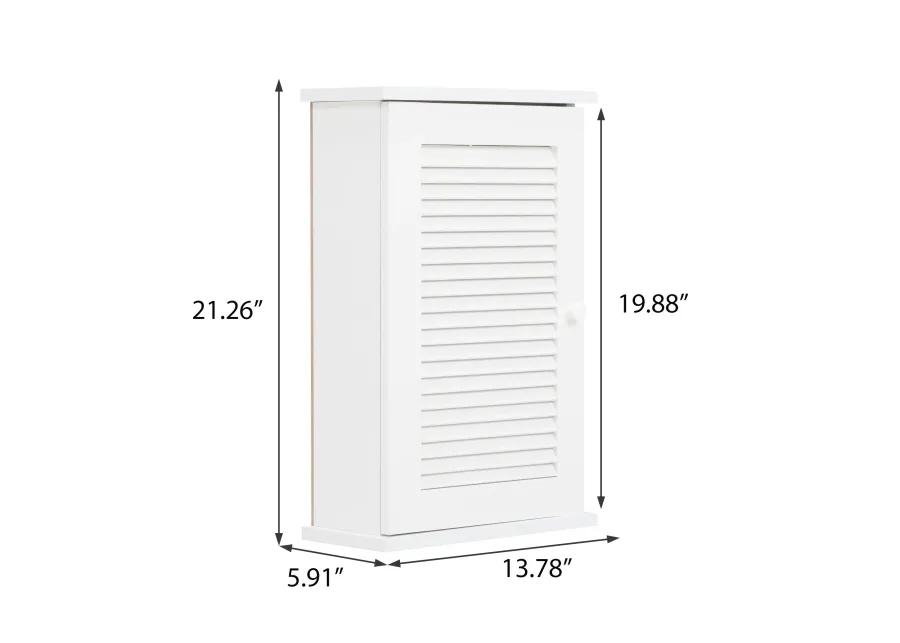 Jaxpety Hanging Cabinet with Louvered Doors White