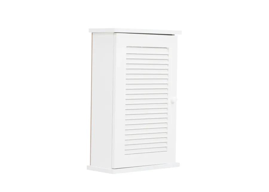 Jaxpety Hanging Cabinet with Louvered Doors White