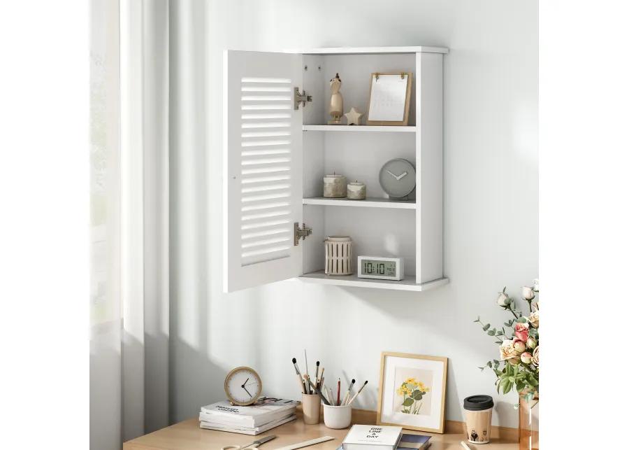 Jaxpety Hanging Cabinet with Louvered Doors White