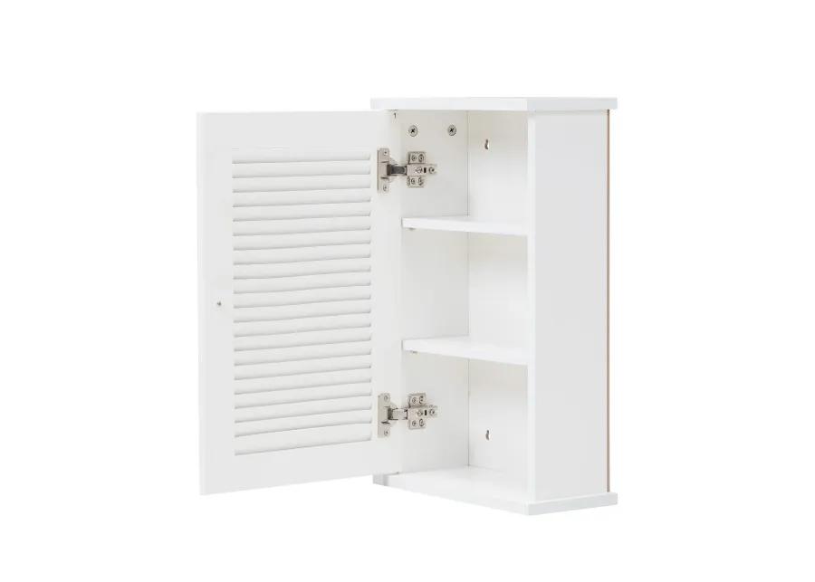 Jaxpety Hanging Cabinet with Louvered Doors White