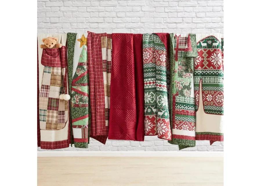 Greenland Home Fashion Christmas Tree Ultra Soft High-Quality Throw Blanket Standard Red