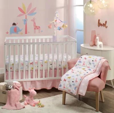 Lambs & Ivy Snuggle Jungle Pastel Safari Cotton Jersey 3-Piece Crib Bedding Set