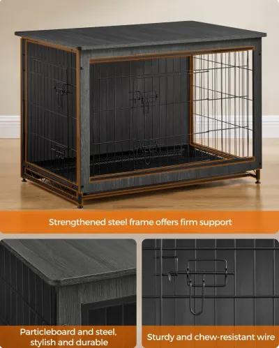 Wooden Dog Crate End Table - Indoor Pet Crate with Removable Tray