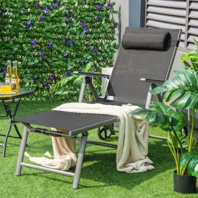 Adjustable Patio Folding Chaise Lounge Chair with Wheels