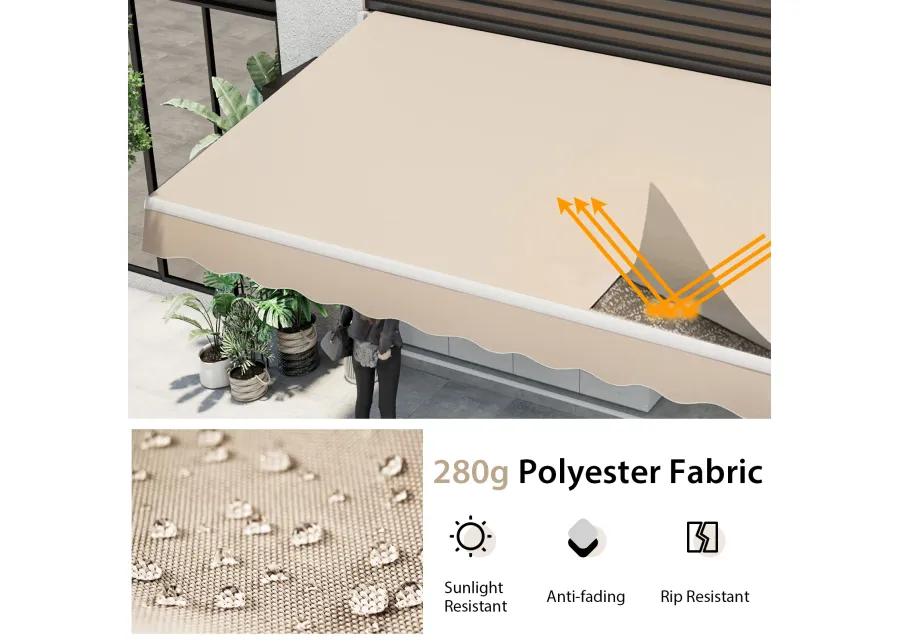 Outdoor Manual Retractable Awning Cover Shelter Patio Sun Shade-Beige