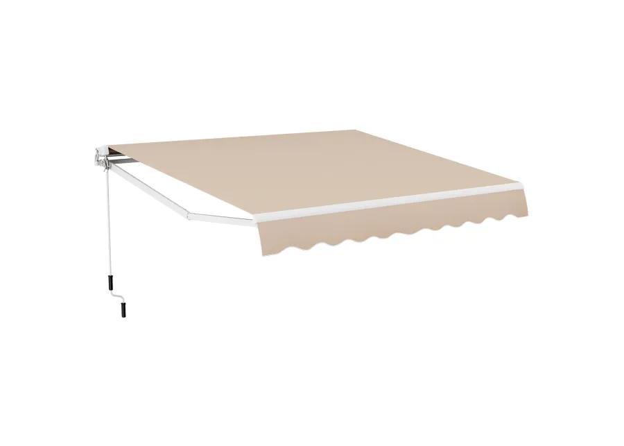 Outdoor Manual Retractable Awning Cover Shelter Patio Sun Shade-Beige