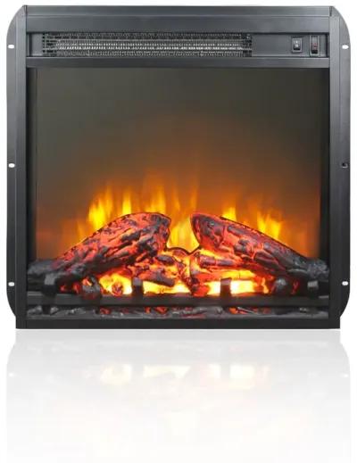 MONDAWE 18 Inch Electric Fireplace Insert, Ultra Thin Heater With Log Set & Realistic Flam, Overheating Protection