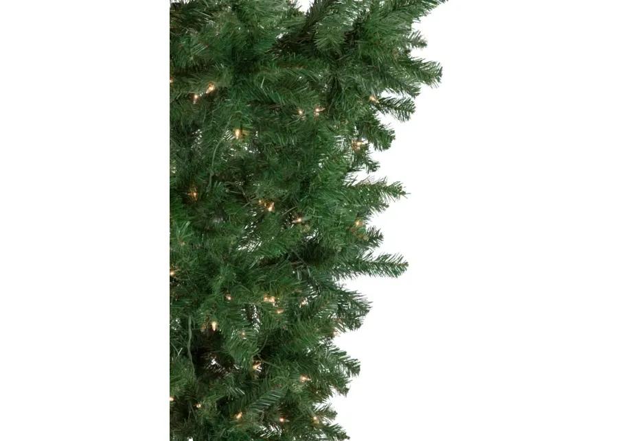 7.5' Pre-Lit Green Upside Down Spruce Artificial Christmas Tree  Clear Lights