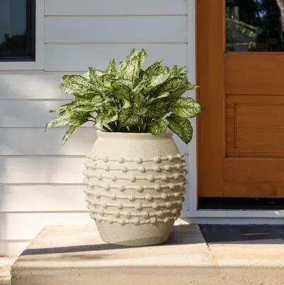 LuxenHome Coastal Beige Mgo 16.5-Inch Round Planter