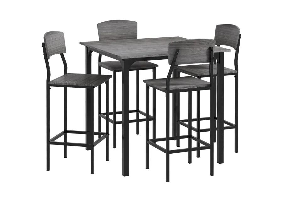 Counter Height Dining Set: 4-Person, Square Table, Metal Legs, Gray