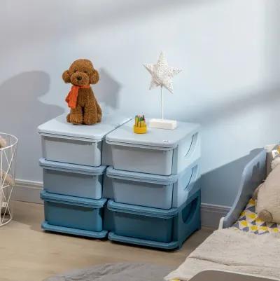 3 Tier Kids Storage Unit, 6 Drawer Chest Toy Organizer Plastic Bins for Kids Bedroom Nursery Kindergarten Living Room for Boys Girls Toddlers, Blue