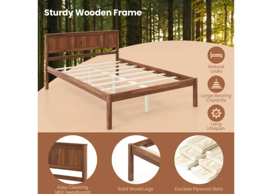 Hivvago Bed Frame with Wooden Headboard and Slat Support