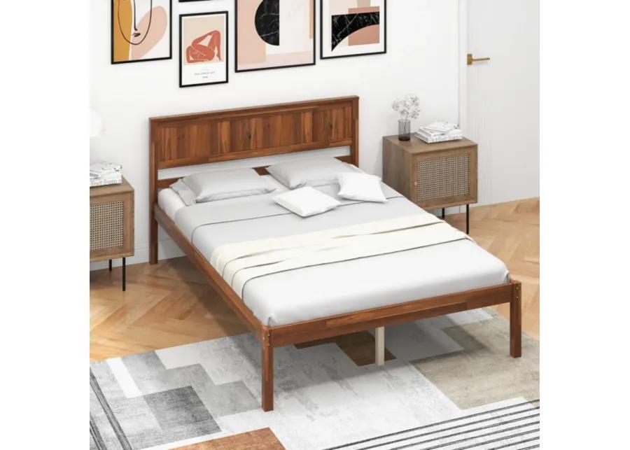 Hivvago Bed Frame with Wooden Headboard and Slat Support