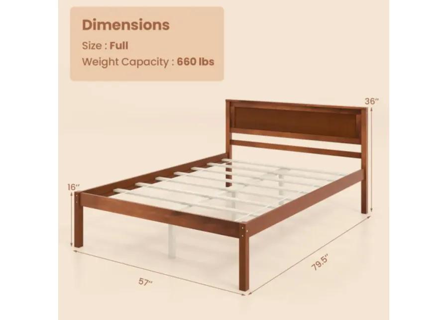 Hivvago Bed Frame with Wooden Headboard and Slat Support