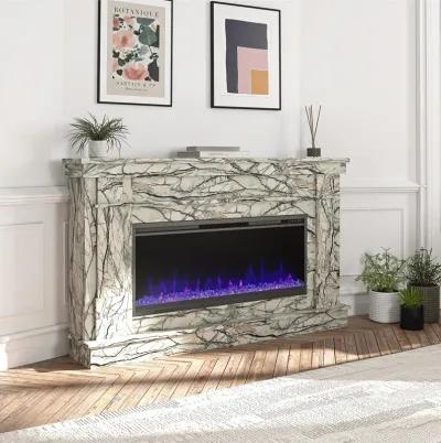 Novogratz Waverly Wide Mantel with Linear Electric Fireplace & Crystal Ember Bed