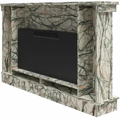 Novogratz Waverly Wide Mantel with Linear Electric Fireplace & Crystal Ember Bed