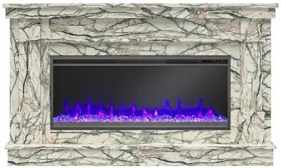 Novogratz Waverly Wide Mantel with Linear Electric Fireplace & Crystal Ember Bed