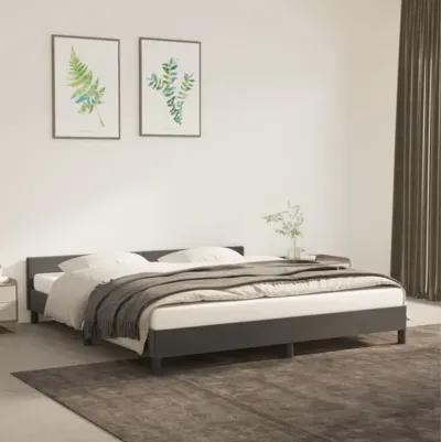 vidaXL Elegant Modern Bed Frame with Headboard, Fits California King Mattress, Dark Gray Color, Made of Velvet and Engineered Wood, Perfect for Restful Sleep.