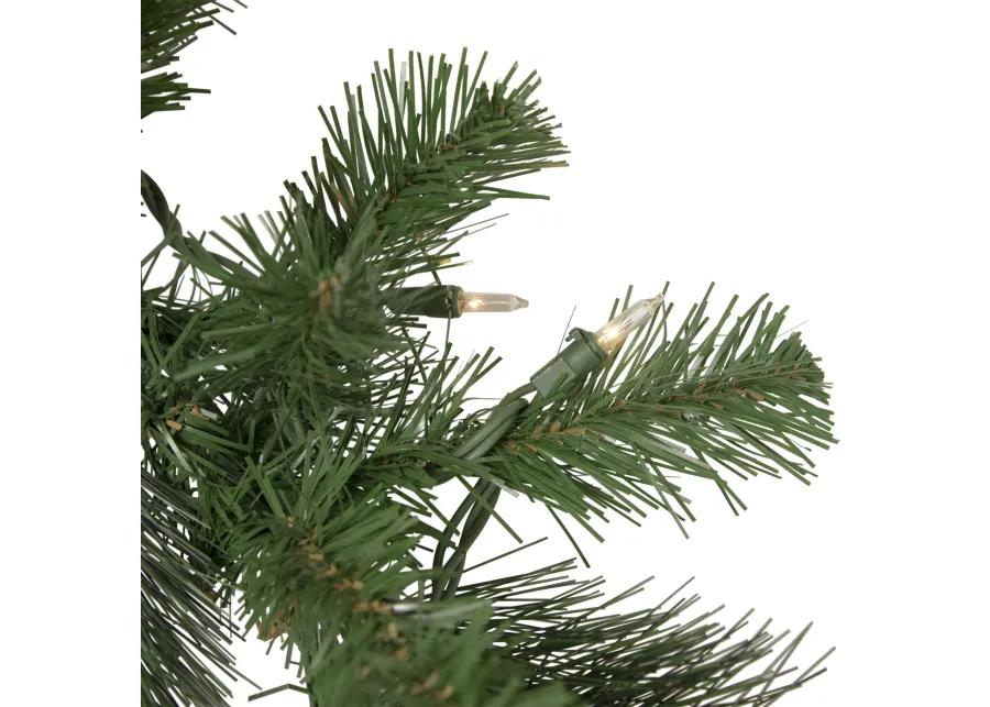 9' x 12" Green Pre-Lit Beaver Pine Artificial Christmas Garland  Clear Lights