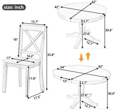 Merax Modern Dining  Extendable Table Chairs 5 Pieces Set